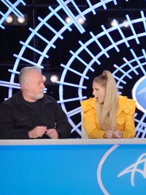 Meghan Trainor and Kyle Sandilands exchange shocked glances during Jess' audition. Picture: Australian Idol Instagram