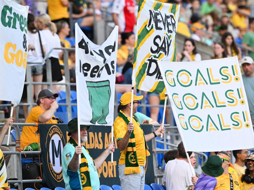 Australia fans show their support on the Gold Coast. Picture: Bradley Kanaris/Getty Images.