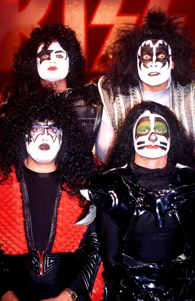 Paul Vautin (top left), Steve Roach, Ray Hadley and Peter Sterling dressed up as Kiss during The Footy Show’s heyday.