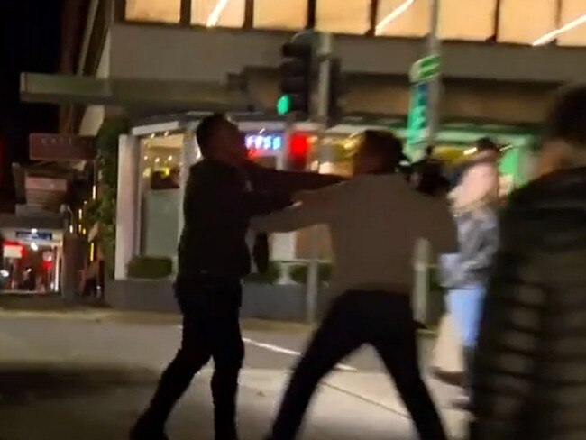 John Barilaro in an altercation with a camerman in Manly.