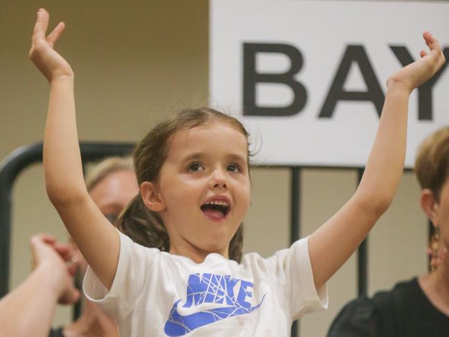 Lucy Rees, 6, shows her support. Picture: Glenn Campbell.