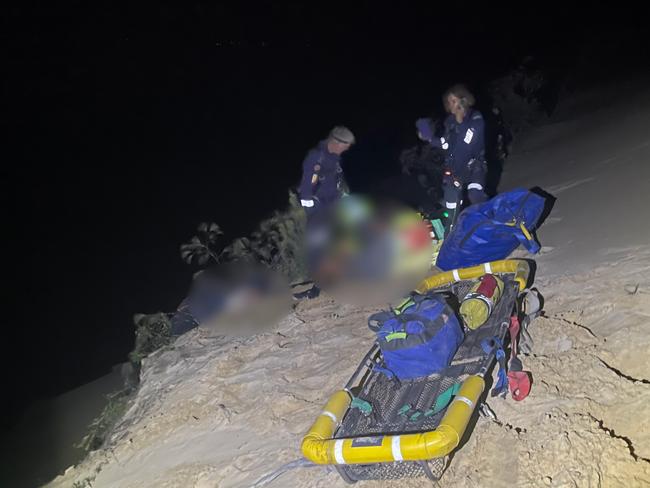 The Sunshine Coast-based LifeFlight aeromedical crew winched a paraglider to safety after he crashed into an 80m sand cliff in the Gympie region on Tuesday, October 22.