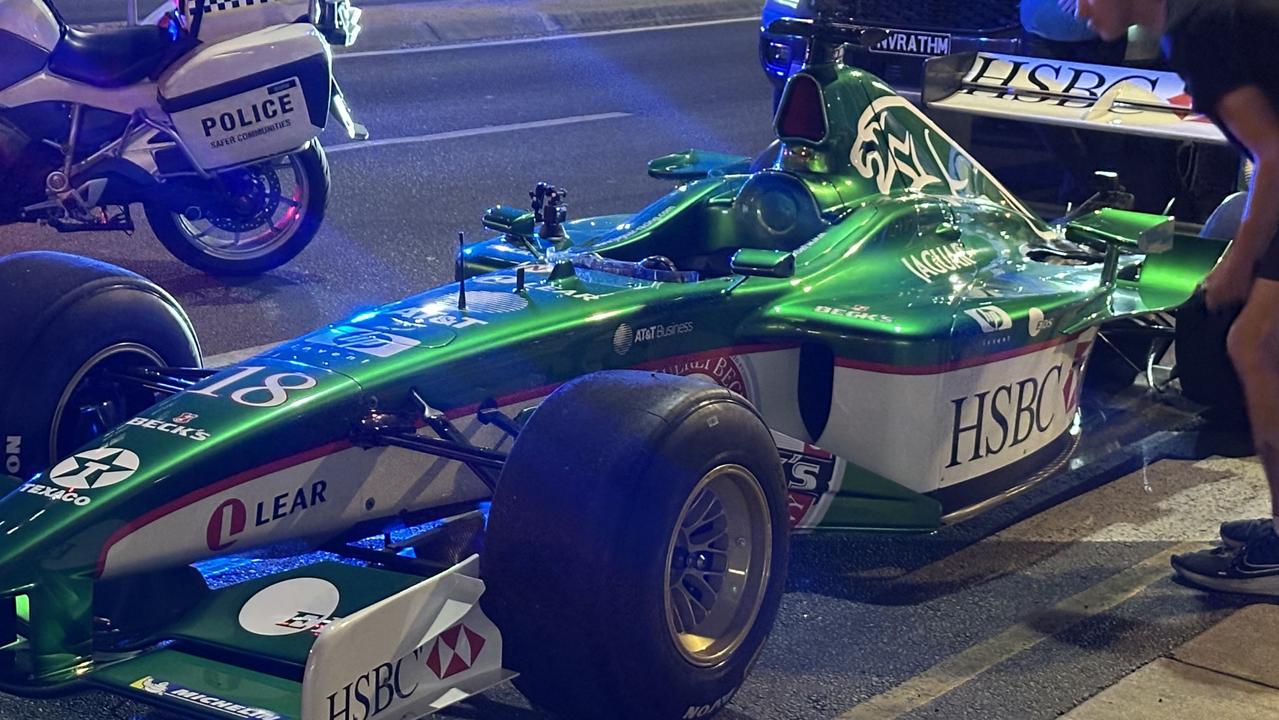 F1 back in Adelaide for one night only as race car screams through CBD