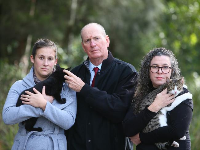 Cr Greg Best pictured outside the Charmhaven facility with Elizabeth Shorter (left) and Deb Downer (right) from Claws n Paws. Picture: Sue Graham