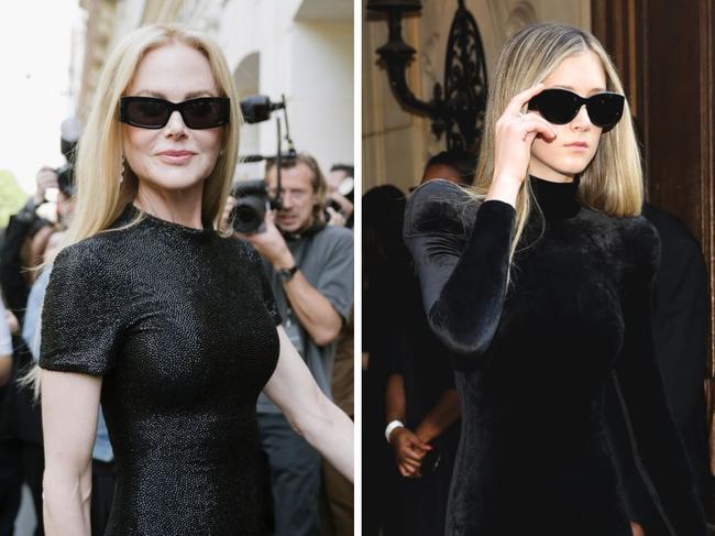 Nicole Kidman and daughter Sunday twinning at Paris Fashion Week.
