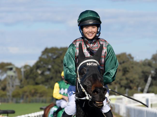 Jockey Deanne Panya returns to scale after riding Upper House to victory in race 2, the Tab Highway Class 3 Plate during the Rosehill Gardens Raceday at Rosehill in Sydney, Saturday, June 15, 2019.   (AAP Image/Simon Bullard) NO ARCHIVING, EDITORIAL USE ONLY