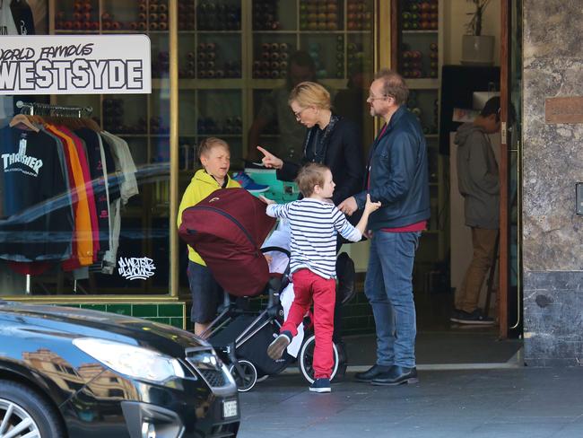 Cate keeps the kids in order on a busy Oxford St. Picture: Snapper