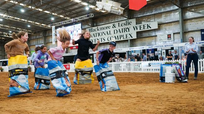 Children compete in the MaxCare Challenge race at International Dairy Week. Picture: Rachel Simmonds