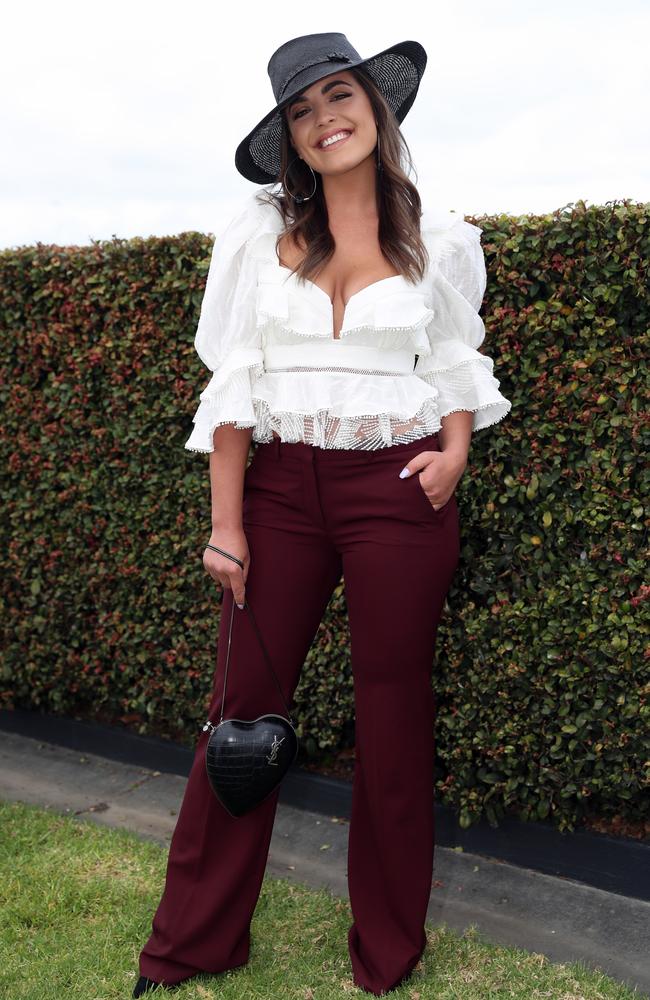 <i>Neighbour</i>                        <i>s </i>star and model Olympia Valance trackside at Caulfield Cup Day. Picture: Alex Coppel.