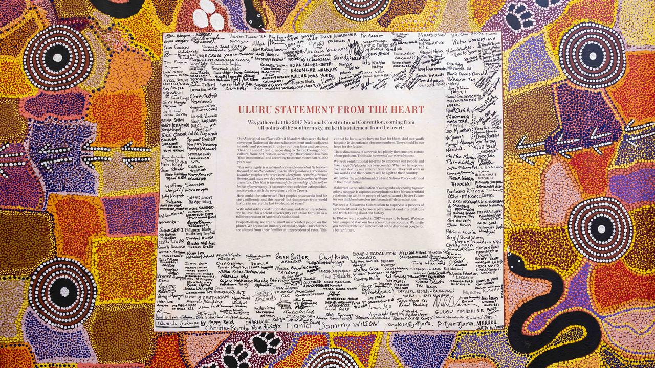 The Uluru Statement from the Heart on display at the National Press Club in Canberra. Picture: NCA NewsWire / Martin Ollman