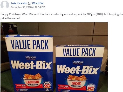 examples of disappointment for Weetbix