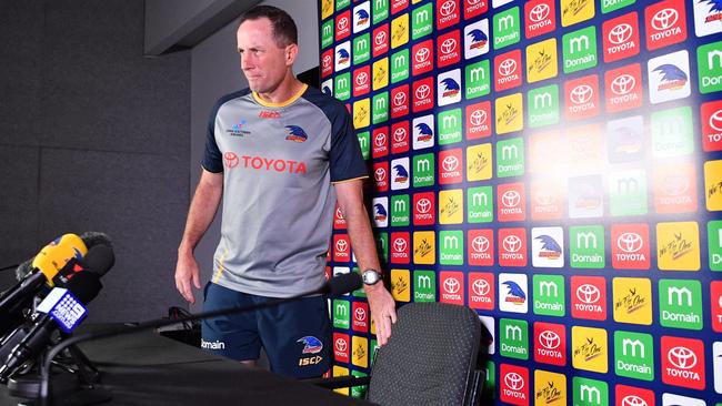 Adelaide Crows coach Don Pyke speaks to the media.