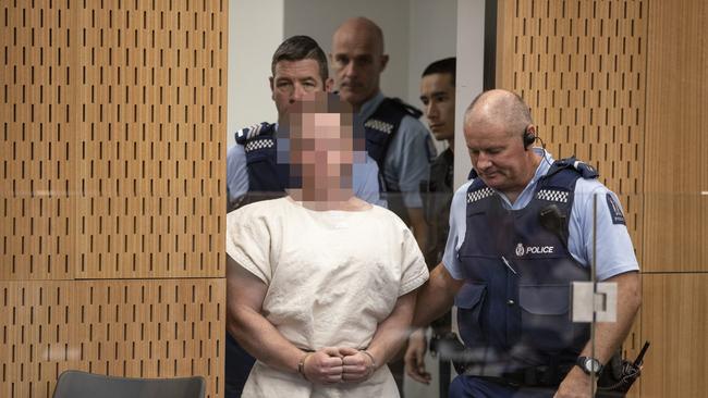 Brenton Tarrant during his three-minute court appearance on murder charges at Christchurch District Court. Picture: New Zealand Herald Mark Mitchell