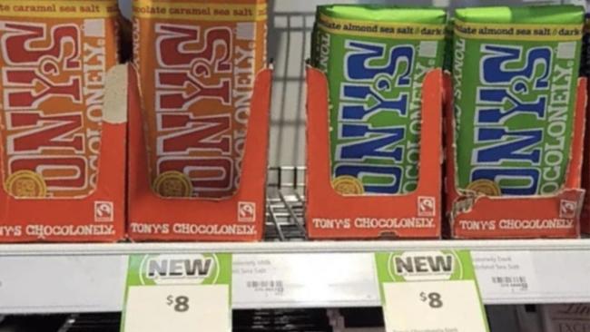 $8 a pop for a family block of Tony Chocolonely. Photo: TikTok/nectoriouspapi