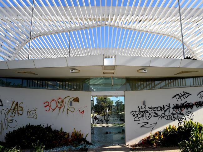 The trashed Ecoville Community Centre in Tarneit. Picture: Nicole Garmston