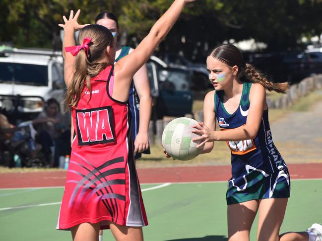 Action from Rockhampton Netball's annual Sullivan's Carnival at Jardine Park, Rockhampton, on May 24, 2025.