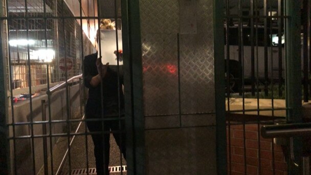 A 19-year-old woman walks out of the Southport Watchhouse after being charged by police. She is allegedly a member of the Mexican Hoon Cartel. Picture: Amanda Robbemond