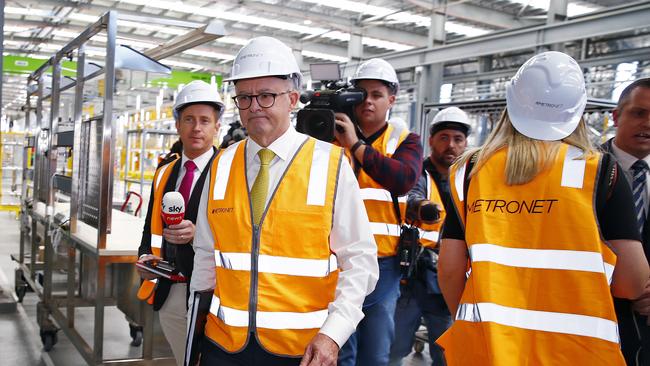 Federal Labor leader Anthony Albanese fled from a press conference after refusing to release costings. Picture: Sam Ruttyn