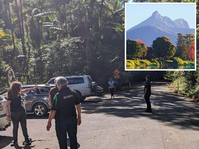 Security guards stopping walkers from going up Mount Warning.