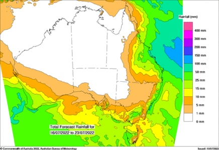 The southeast coast is forecasting a significant drop of rain.