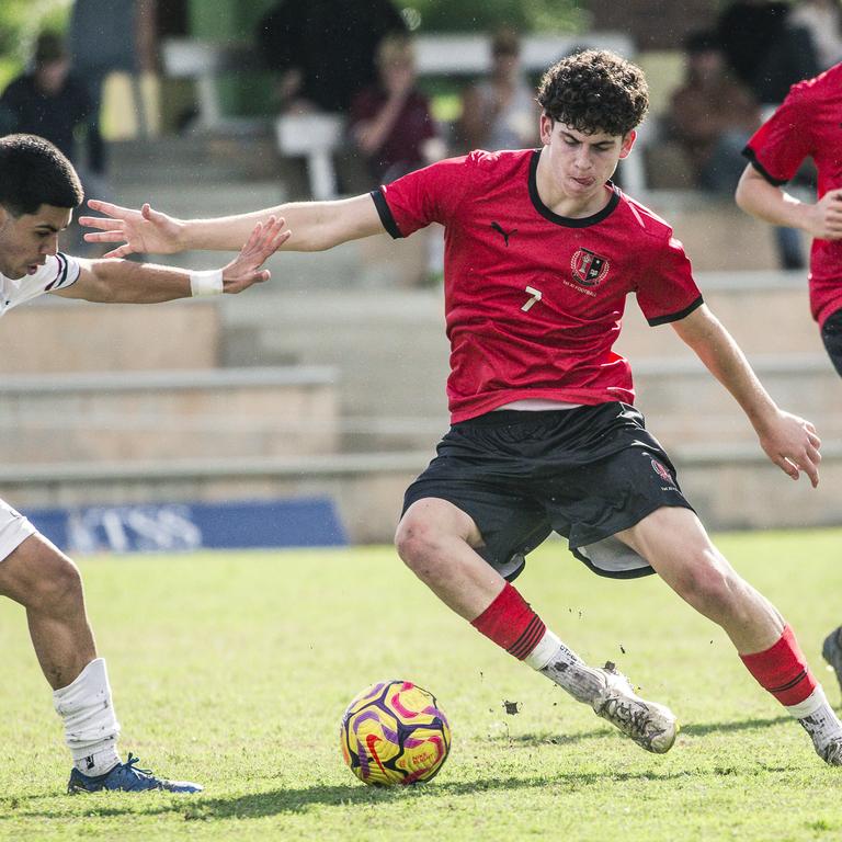 GPS Football as TSS V Gregory Terrace on the Village Green, Southport. Picture: Glenn Campbell