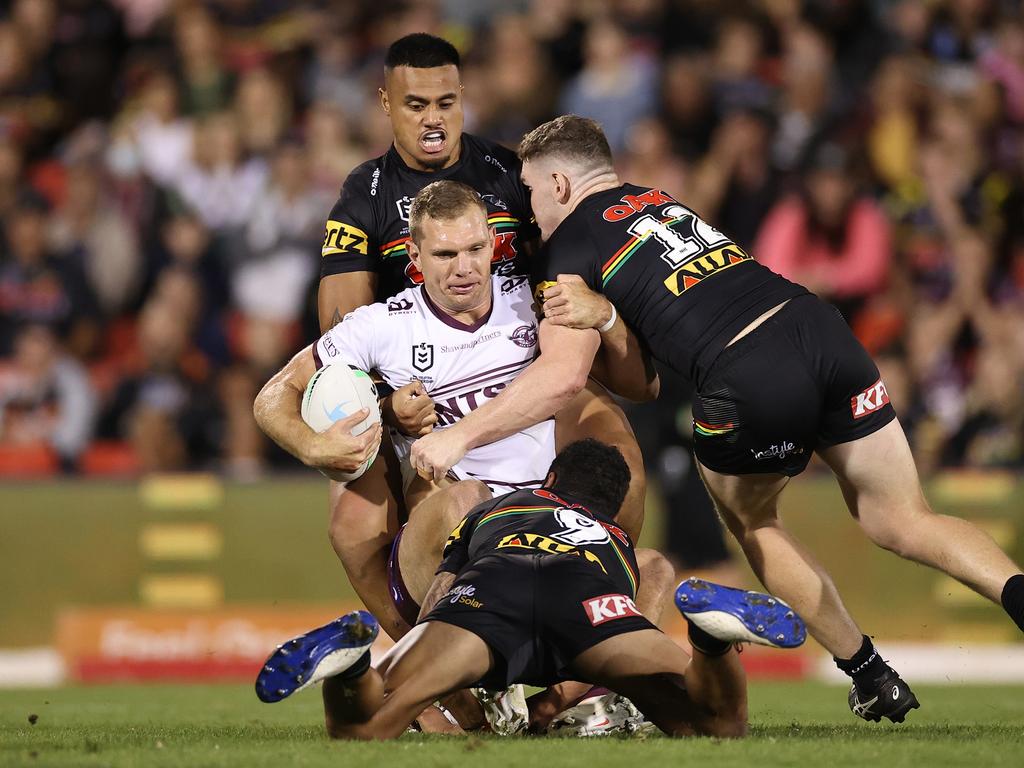 The Panthers swarmed on Tom Trbojevic whenever he was near the ball. Picture: Cameron Spencer/Getty Images