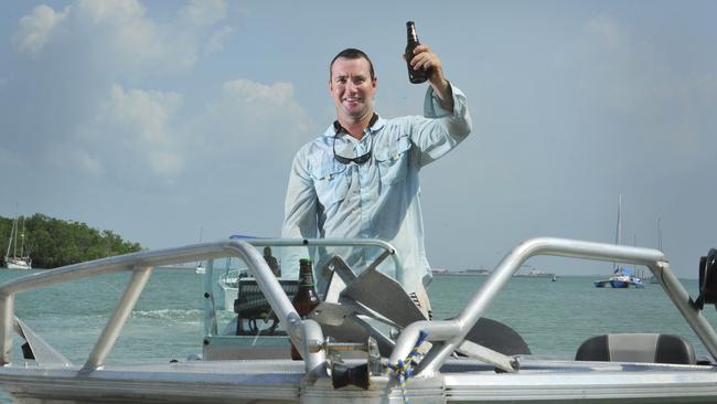 Jay Anderson of Herbert in the Northern Territory enjoys a beer on his boat near Dinah Beach in Darwin. Licensing in the Northern Territory allows Territorians the freedom to enjoy alcohol while piloting a boat. 