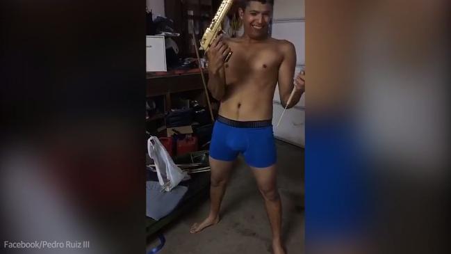 Pedro Ruiz III shows off gold gun in Facebook live video