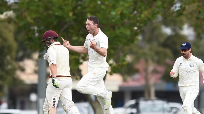 Brody Couch takes a wicket against Fitzroy Doncaster. Picture: David Smith