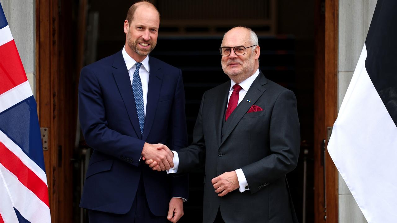 Prince William and President of Estonia Alar Karis shake hands at the presidential office in Tallinn. Picture: Chris Jackson/Getty Images