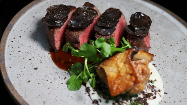 Ranger Valley fillet with sliced truffle at BLACK Bar and Grill. Picture: Jenifer Jagielski