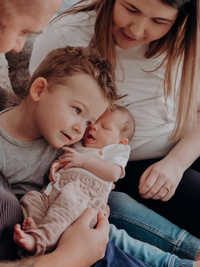 Sabrina Meyers with her partner, Matthew and children Isaac and Lyla when she was born.