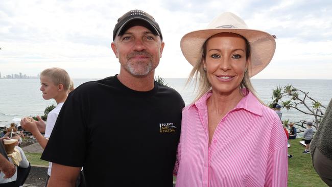 Damian De Giovanni and Megan Pechey at the Surf of Origin at Burleigh Beach. Picture: Annette Dew