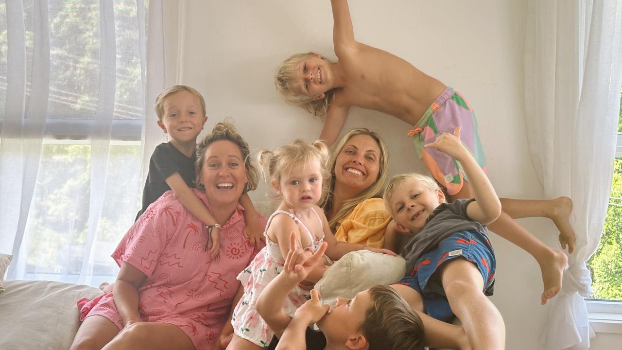 Haley Grace, Lauren Fitch and their children Jarlie, Koa, Olly, Kai and Lola. Photo: contributed