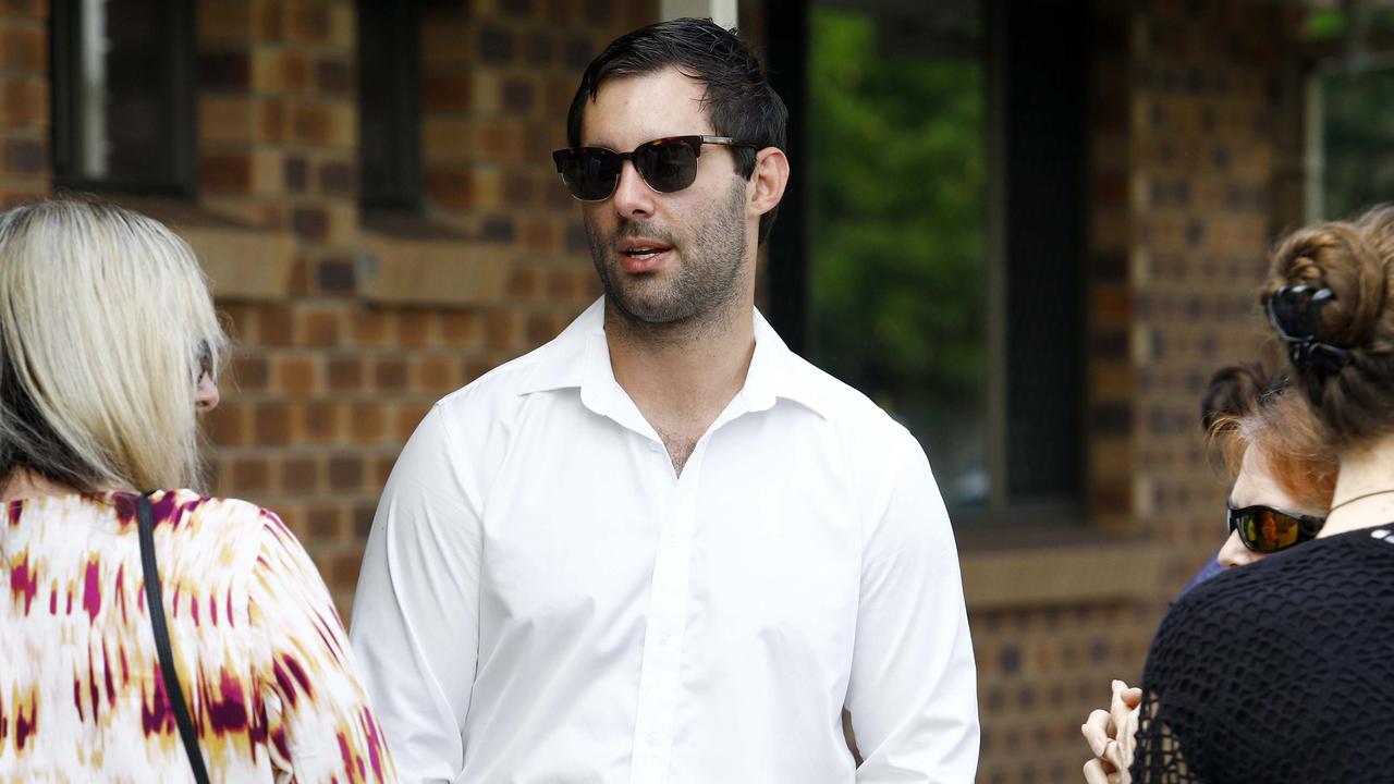 Friends and family attend the funeral of well-known Gold Coast man Ian Gal at Nerang Uniting Church on Thursday morning. Picture: Tertius Pickard