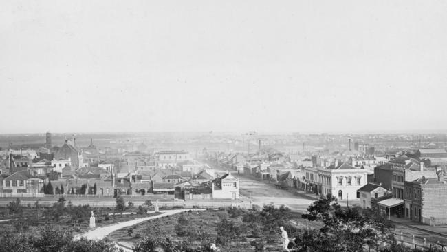 View of Flagstaff Hill, 1866. Image: Royal Historical Society of Victoria.