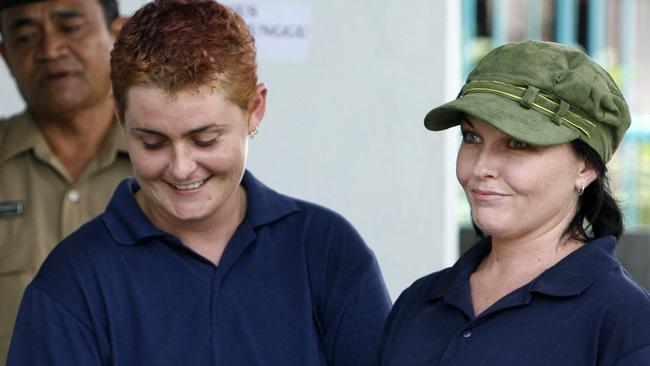 Renae Lawrence and Schapelle Corby in Kerobokan Prison in 2008. Picture: Made Satya