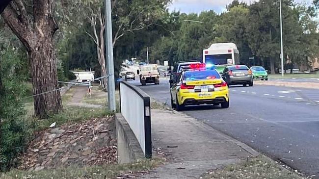 A police car adjacent to the park behind Bussau Cl on March 3. Picture: Contributed