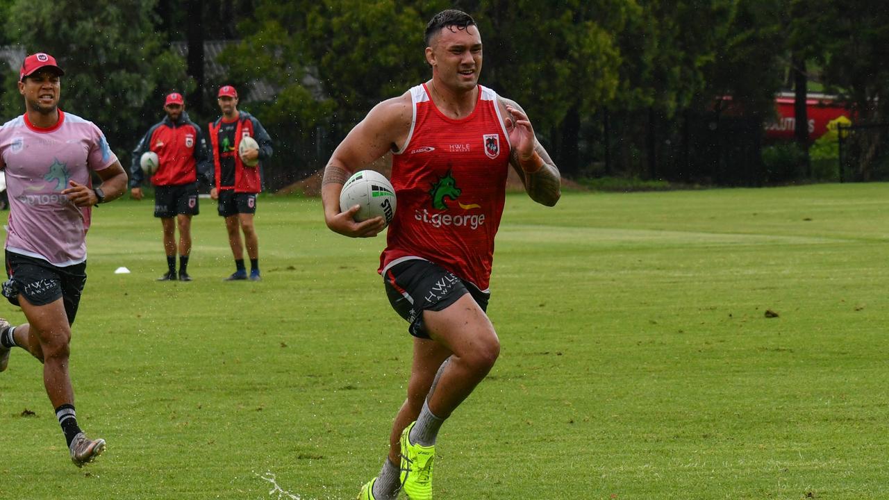 Jaydn Su’a sweating it out during Charity Shield preparations.