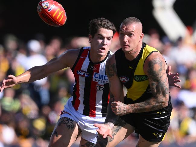 Dustin Martin in action for the Tigers on Sunday. Picture: Mark Brake/Getty Images