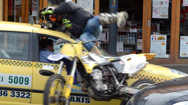 Mitchell Green crashed his motorbike into a taxi on Station St in Frankston during a police chase.