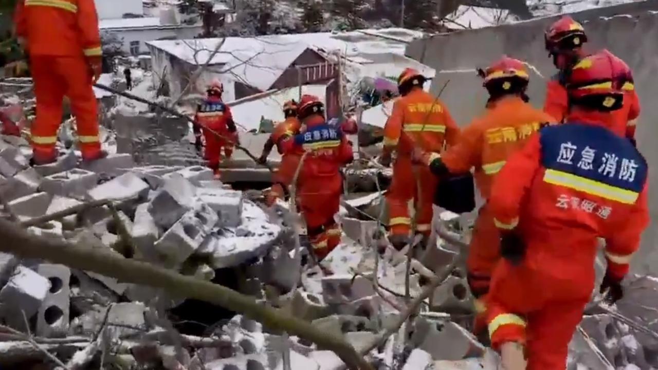 Villagers were buried in the landslide. Picture: Xinhua