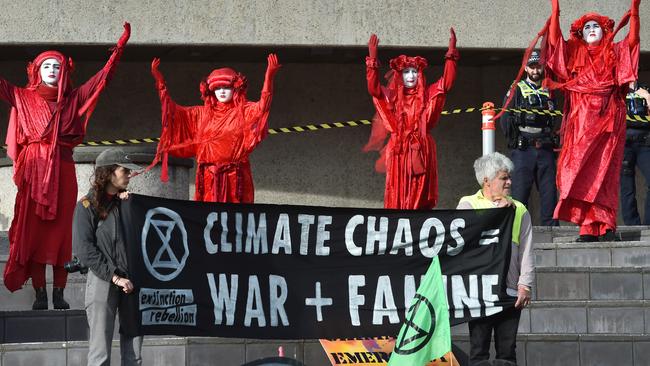 They also chanted climate change messages. Picture: Nicki Connolly