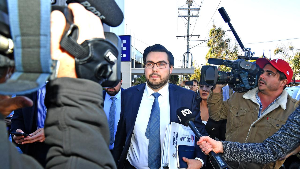 Former parliamentary staffer Bruce Lehrmann leaves Toowoomba Magistrates Court. Picture: NewsWire / John Gass