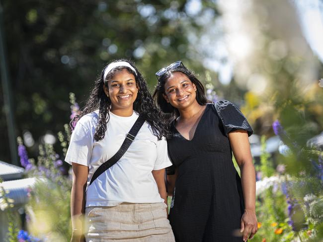 Sisters Amaya (left) and Ishaya in Queens Park for the last day of the Carnival of Flowers, Monday, October 7, 2024. Picture: Kevin Farmer