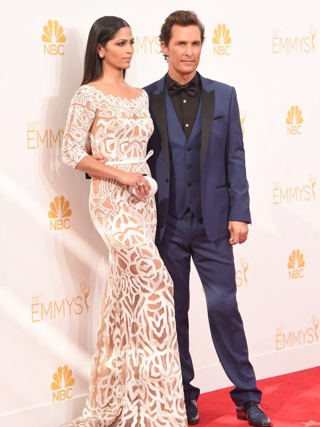 Matthew McConaughey and wife Camila Alves attend the 66th Annual Primetime Emmy Awards.