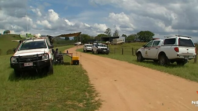 Police search the Tansey property near Mudlo Road. Pictures: Ch 7 Sunshine Coast