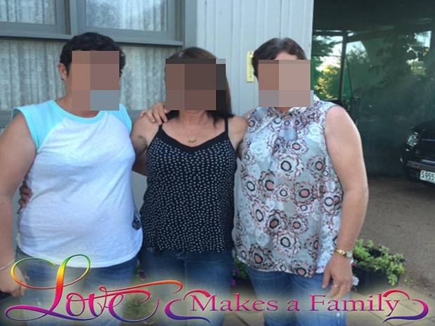 Betty Colt (centre) with daughter Raylene (right) and another Colt posted ‘Love is a Family’ on Facebook in 2018.