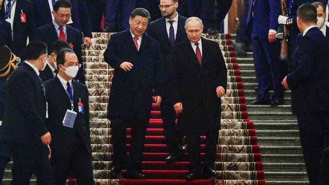 Xi and Putin will be feeling emboldened by Trump’s spat with Zelensky over the war between Russia and Ukraine. Picture: Pavel Byrkin/Sputnik/AFP