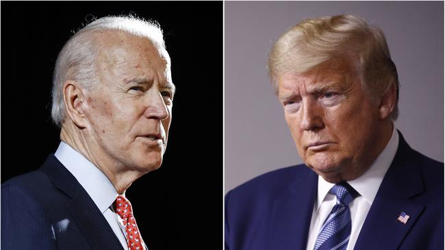 Showdown … Democratic presidential candidate Joe Biden and US President Donald Trump. Picture: AP